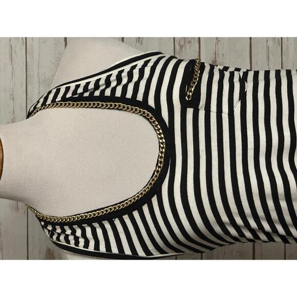 Vintage Cache black/white striped w/ gold chain detail racerback tank top Size M - Picture 2 of 7